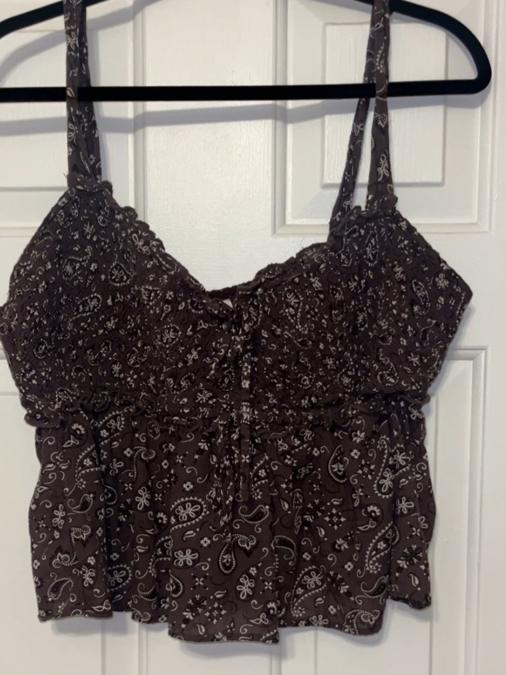 American Eagle Brown Paisley Smocked Camisole Top